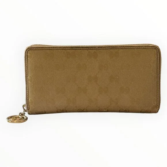 Gucci GG Imprime Metallic Gold Zip Around Wallet - Picture 2 of 8